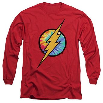 Dc Comics Flash Tie Dye Flash Logo Long Sleeve Adult T-shirt