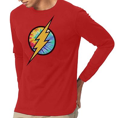 Dc Comics Flash Tie Dye Flash Logo Long Sleeve Adult T-shirt