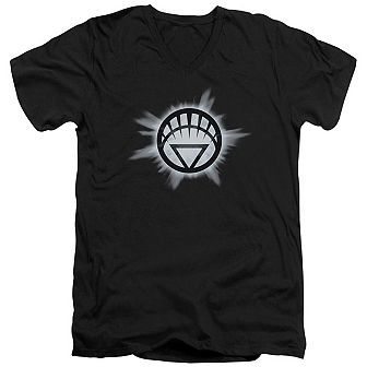 Green Lantern White Glow Short Sleeve Adult V Neck T-shirt