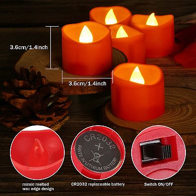 12Pcs LED Battery Operated Tealight Candles Timer with Fake Rose Petals