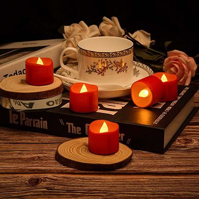 12Pcs LED Battery Operated Tealight Candles Timer with Fake Rose Petals
