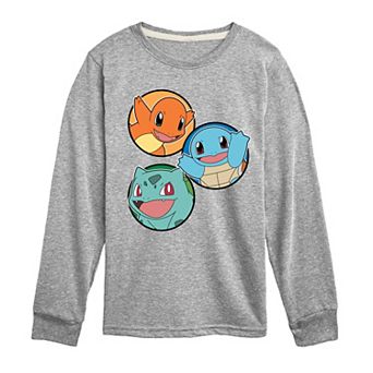 Boys 8-20 Pokemon Squirtle Bulbasaur Charmander Long Sleeve