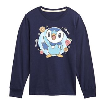 Boys 8-20 Pokemon Cafe Piplup Long Sleeve