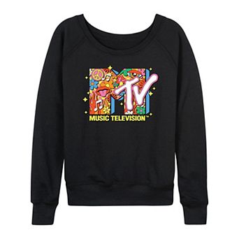 Women's MTV Logo Retro Collage French Terry Long Sleeve Tee