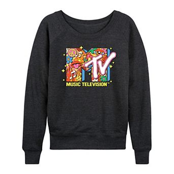 Women's MTV Logo Retro Collage French Terry Long Sleeve Tee