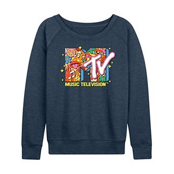 Women's MTV Logo Retro Collage French Terry Long Sleeve Tee
