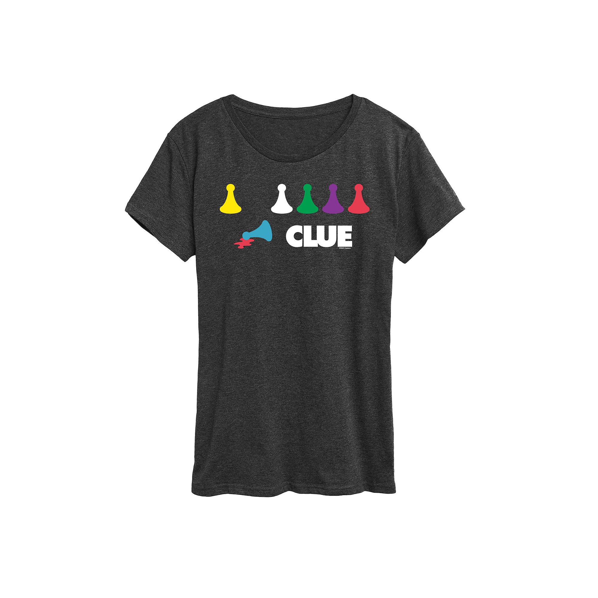 Womens Clue Game Pieces Graphic Tee, Size: Small, Heather Grey