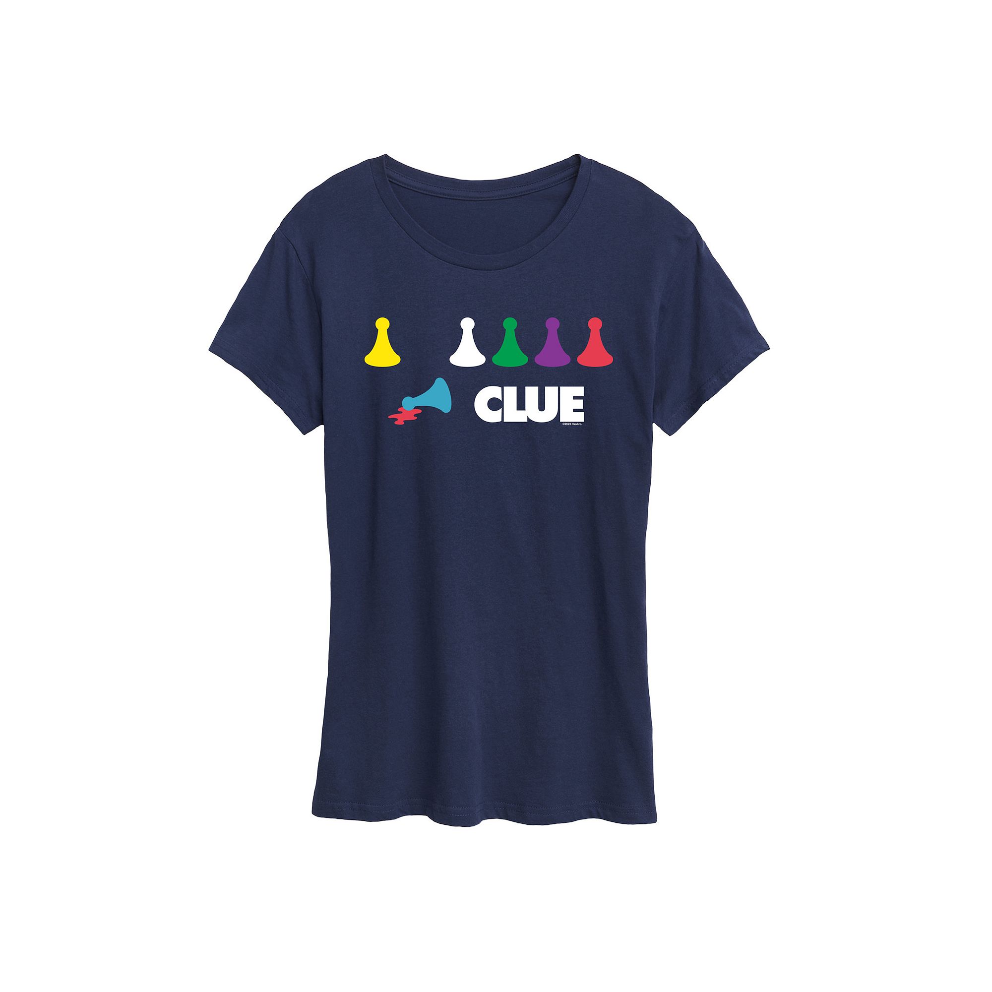 Womens Clue Game Pieces Graphic Tee, Size: Small, Blue