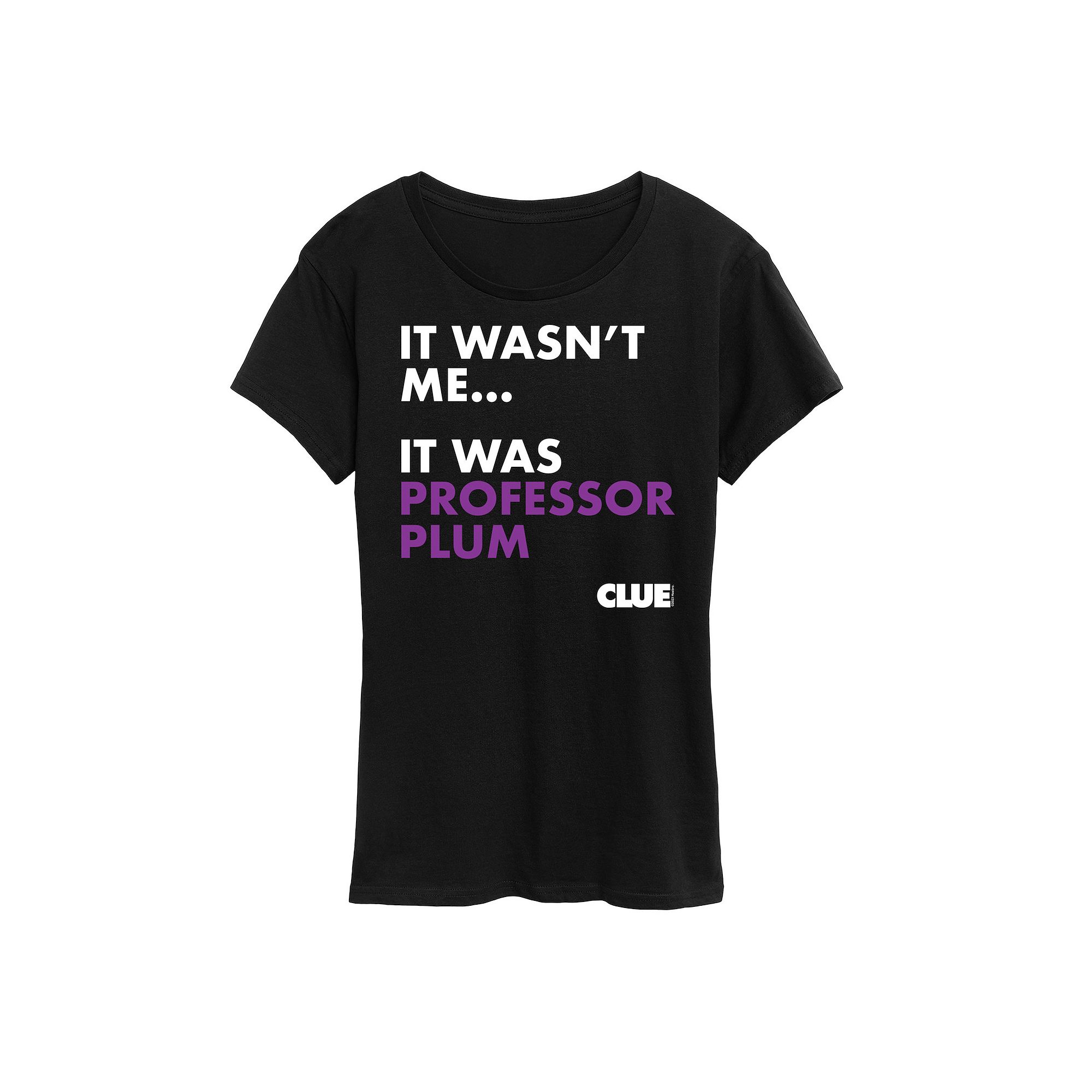 Womens Clue It Was Professor Plum Graphic Tee, Size: Small, Black