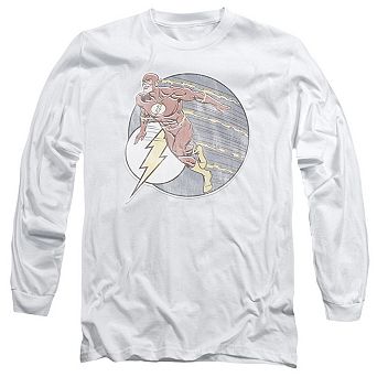 Dc Comics Flash Retro Flash Iron On Long Sleeve Adult T-shirt