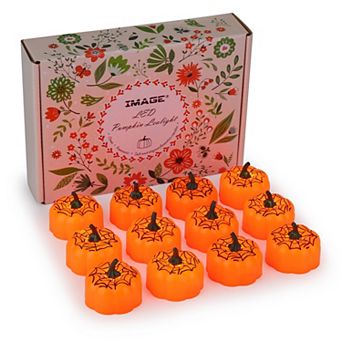 12 Pack Flickering LED Pumpkin Lights