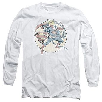 Dc Comics Retro Superman Iron On Long Sleeve Adult T-shirt