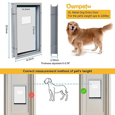 Aluminum Pet Extra Large Dog Cat Magnetic Locking Flap Screen Door Gate