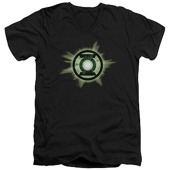 Green Lantern Green Glow Short Sleeve Adult V Neck T-shirt