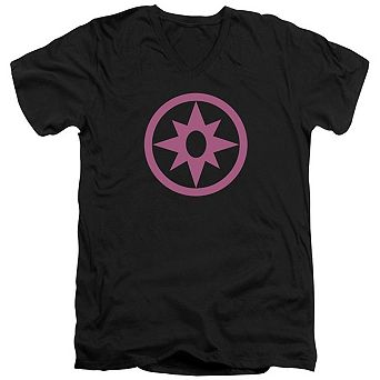 Green Lantern Pink Emblem Short Sleeve Adult V Neck T-shirt