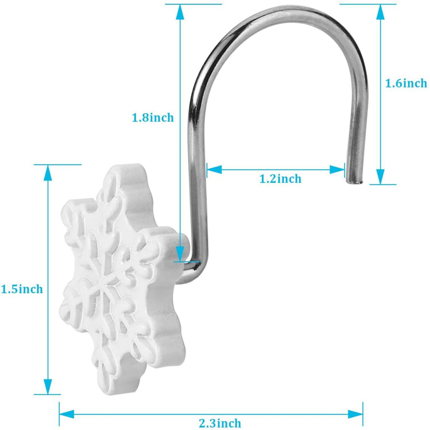 Red Rust Proof Shower Curtain Hooks - Metal Decorative Bath