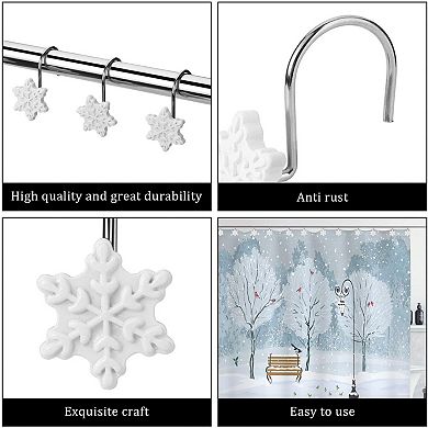 12PCS Anti-Rust Snowflake Shower Curtain Hooks