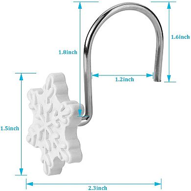 12PCS Anti-Rust Snowflake Shower Curtain Hooks