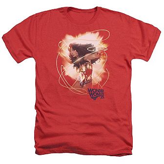 Wonder Woman 75th Burst Adult Heather T-shirt