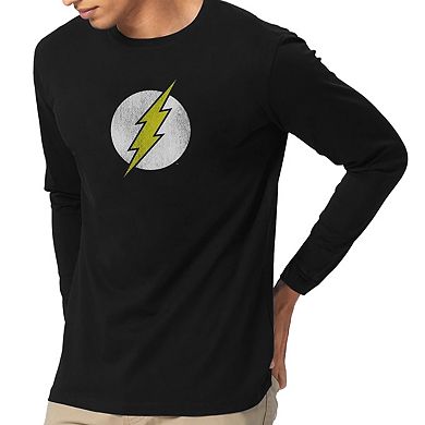 Dc Comics Flash Flash Neon Distress Logo Long Sleeve Adult T-shirt