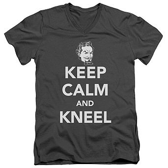 DC Comics Keep Calm And Kneel Short Sleeve Adult V Neck T-Shirt