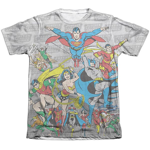 Dc Comics Justice League Assemble Adult 65/35 Poly/cotton Short Sleeve ...