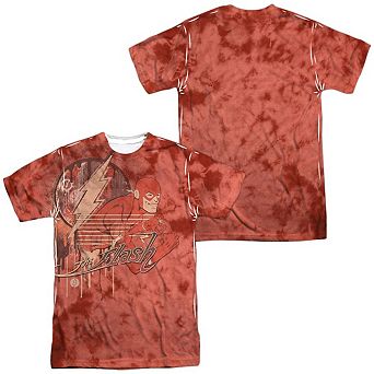 Dc Comics Flash Charge Ahead Short Sleeve Adult 100% Poly Crew T-shirt