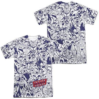 Dc Comics Justice All Around Short Sleeve Adult 100% Poly Crew T-shirt