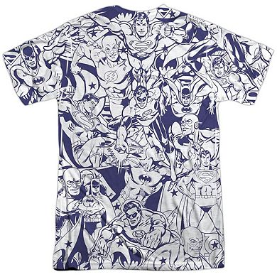 Dc Comics Justice All Around Short Sleeve Adult 100% Poly Crew T-shirt