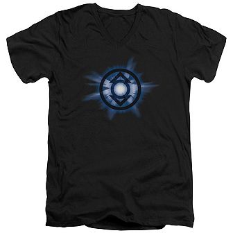 Green Lantern Indigo Glow Short Sleeve Adult V Neck T-shirt