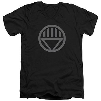 Green Lantern Grey Emblem Short Sleeve Adult V Neck T-shirt