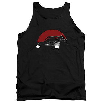 The Batman Red Moon And Batmobile Adult Tank Top