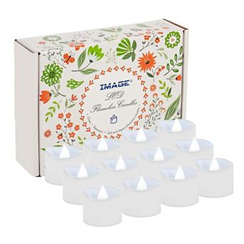 12 pc Flickering Timer LED Tealight Candles Battery Operated with Fake Rose Petals