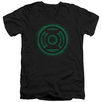 Green Lantern Green Flame Logo Short Sleeve Adult V Neck T-shirt