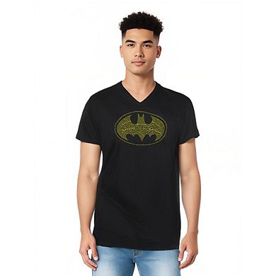 Batman Type Logo Short Sleeve Adult V Neck T-shirt