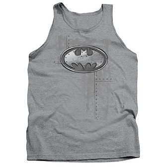 Batman Rivited Metal Logo Adult Tank Top