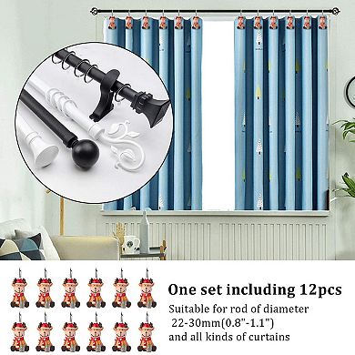 12pcs Christmas Elk Shower Curtain Hooks