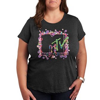 Plus MTV Floral Logo Graphic Tee