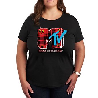 Plus MTV Grunge Plaid Graphic Tee