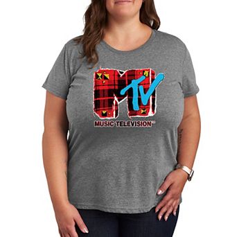 Plus MTV Grunge Plaid Graphic Tee