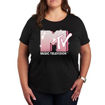 Plus MTV Glitter Logo Graphic Tee