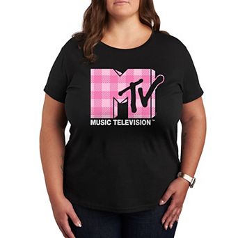 Plus MTV Pink Plaid Graphic Tee