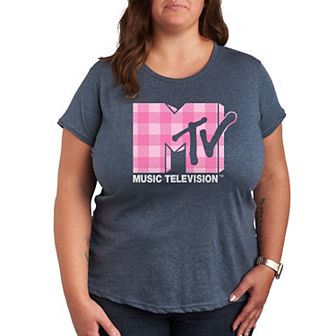 Plus MTV Pink Plaid Graphic Tee