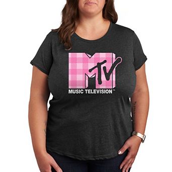Plus MTV Pink Plaid Graphic Tee