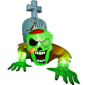 Inflatable Halloween Decorations Crawling Green Ghost with Tombstone