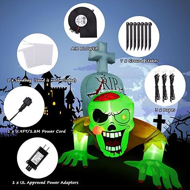 Inflatable Halloween Decorations Crawling Green Ghost with Tombstone