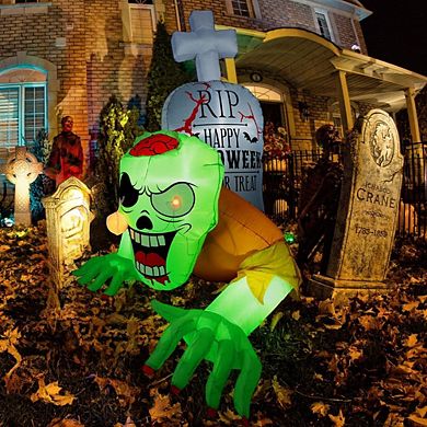 Inflatable Halloween Decorations Crawling Green Ghost with Tombstone
