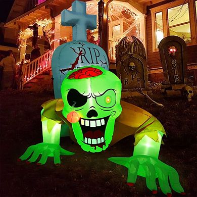 Inflatable Halloween Decorations Crawling Green Ghost with Tombstone
