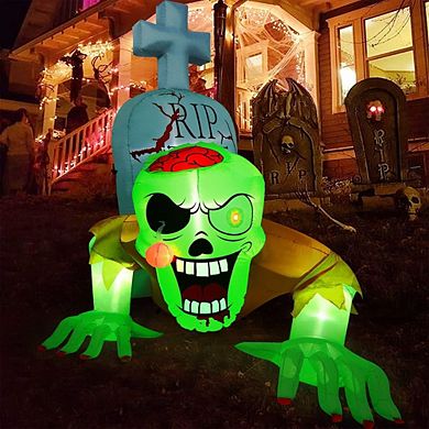 Inflatable Halloween Decorations Crawling Green Ghost with Tombstone