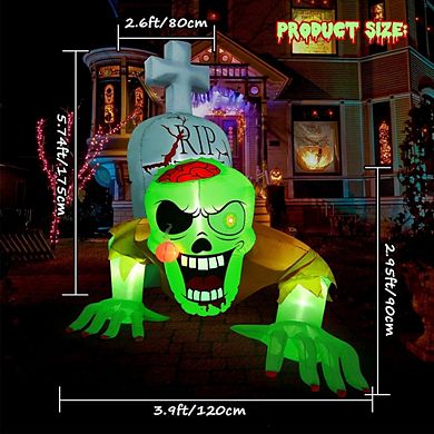 Inflatable Halloween Decorations Crawling Green Ghost with Tombstone